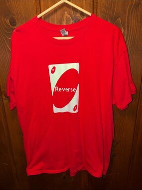 Gildan Red Short-Sleeve UNO Tee with White Reverse Graphic